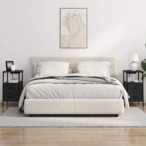 vidaXL Noat&ouml;flu sk&aacute;pur me&eth; sk&uacute;ffu 2 pcs Svartur Eik 30 x 48 x 61 cm