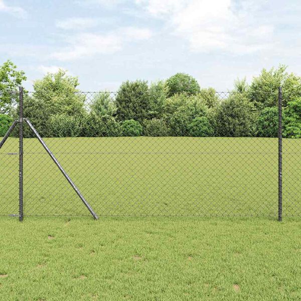 vidaXL Gir&eth;ingarp&oacute;stur Gr&aacute;r 10 x 1 m (40 x 40 mm net) St&aacute;l og PVC