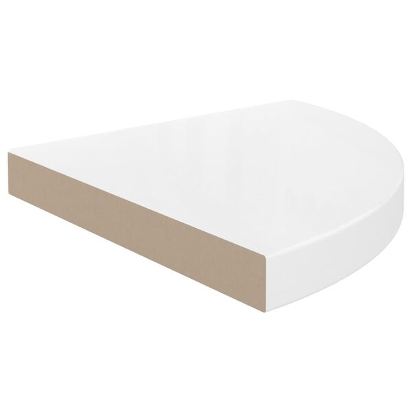 vidaXL Vegghengdar Hornhillur 2 stk. Háglans Hvítar 35x35x3,8 cm MDF