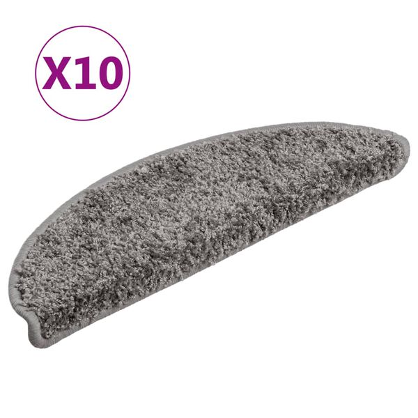 vidaXL Stigamottur 10 stk 56x17x3 cm gr&aacute;ar h&aacute;lfhringlaga