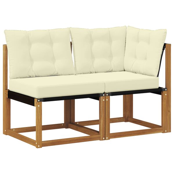 vidaXL &Uacute;tistrokkur mi&eth;- og hornsofa me&eth; p&uacute;&eth;i 2 Stykki N&aacute;tt&uacute;rulegur