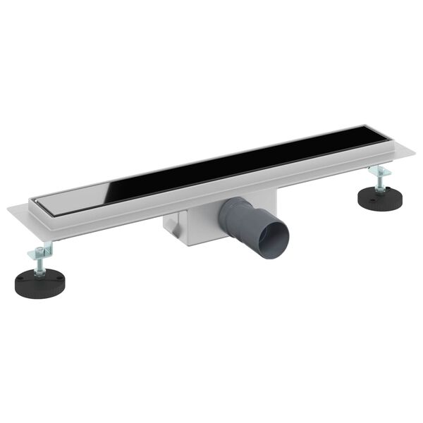 vidaXL Sturtuvatn me&eth; gler&thorn;aki Svartur 60 cm Ry&eth;fr&iacute;tt st&aacute;l 304