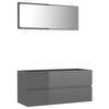 804907 vidaXL 2 Piece Bathroom Furniture Set High Gloss Grey Chipboard