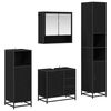 vidaXL Ba&eth;herbergismublasett 4 pcs Svartur Eik Samsettur vi&eth;ur