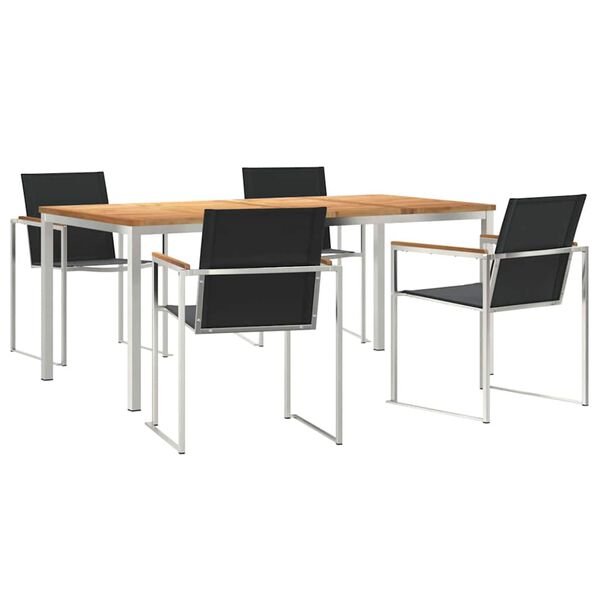 vidaXL Garðborðstofusett 5 pcs Eik