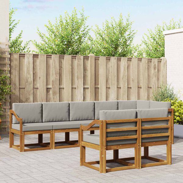 vidaXL &Uacute;ti s&oacute;fasett me&eth; p&uacute;&eth;i 8 pcs N&aacute;tt&uacute;rulegt og Lj&oacute;st Gr&aacute;tt