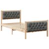 vidaXL Ramsv&iacute;k me&eth; h&ouml;fu&eth;gafl D&ouml;kk gr&aacute; 90 x 190 cm Solid furuhikk