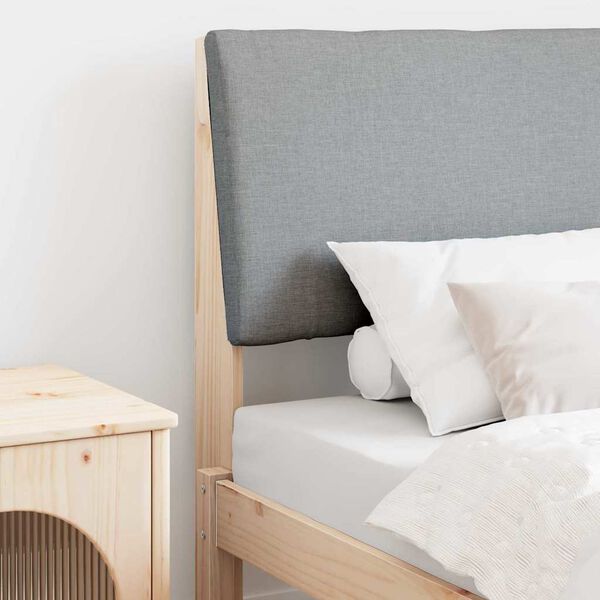 vidaXL Bólstruð rúmgafl Ljósgrár 80 cm Solid furuhikk