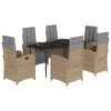 vidaXL 7 Hluta Gar&eth;bor&eth;sett me&eth; Sessum Drappa&eth; P&oacute;l&yacute;rattan