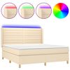 vidaXL H&oacute;lfa&eth; Springr&uacute;m me&eth; D&yacute;nu&LED kremi 180x200cm Tauefni