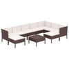 vidaXL 10 Hluta Gar&eth;h&uacute;sgagnasett me&eth; Sessum P&oacute;l&yacute;rattan Br&uacute;nt