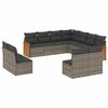 vidaXL 11 Hluta Gar&eth;s&oacute;fasett me&eth; Sessum Gr&aacute;r P&oacute;l&yacute;rattan