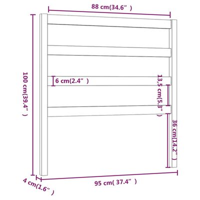 vidaXL Höfðagafl fyrir Rúm Hvítur 95x4x100 cm Gegnheil Fura