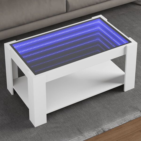 vidaXL S&oacute;fabor&eth; me&eth; LED 93x53x45 cm Hv&iacute;tt Samsettur Vi&eth;ur
