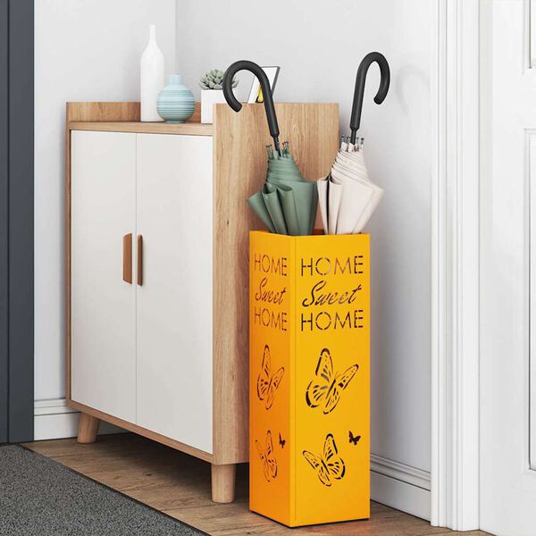 vidaXL Regnhlífastendur Sinnepsgulur 15.5 x 15.5 x 49 cm metal