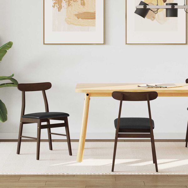 vidaXL Bor&eth;st&oacute;ll 2 pcs D&ouml;kk br&uacute;nn og svartur Solid Gummi Wood