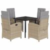 vidaXL 5 Hluta Gar&eth;bor&eth;sett me&eth; Sessum Drappa&eth; P&oacute;l&yacute;rattan