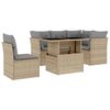 vidaXL 6 Hluta Gar&eth;s&oacute;fasett me&eth; Sessum Drapplita&eth; P&oacute;l&yacute;rattan