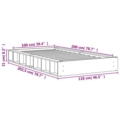 vidaXL Rúmgrind án Dýnu Vaxbrún 100x200 cm Gegnheil Fura