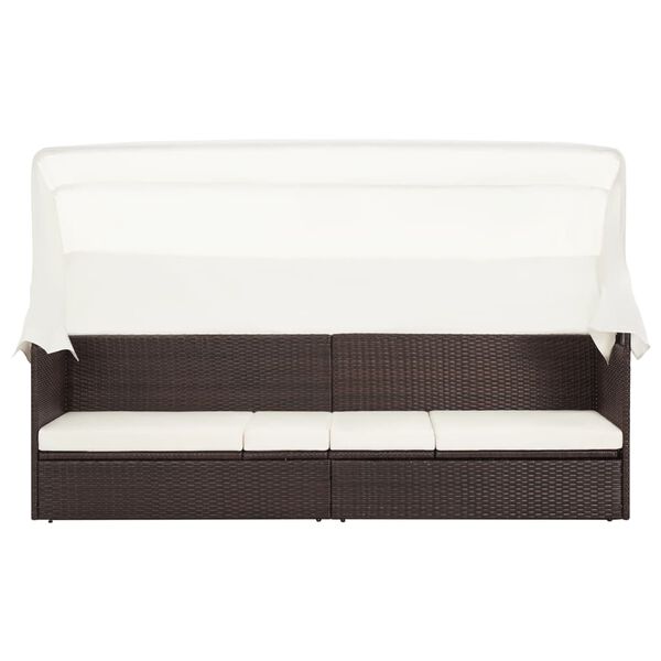 vidaXL Gar&eth;s&oacute;fi me&eth; Tjaldhimni P&oacute;l&yacute;rattan Br&uacute;nn