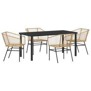 vidaXL Gar&eth;ur bor&eth;sett 5 pcs Br&uacute;nn p&oacute;l&yacute;rattan