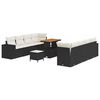 vidaXL Gar&eth;s&oacute;fa sett me&eth; p&uacute;&eth;i 11 pcs Svartur p&oacute;l&yacute;rattan