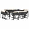 vidaXL 11 Parta Gar&eth;bor&eth;stofusett me&eth; Sessum Svart P&oacute;l&yacute;rattan