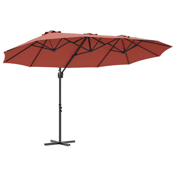 vidaXL Garða fleygparasol terracotta 372 x 198 x 243 cm Duftlitað stál