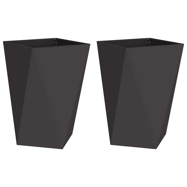 vidaXL Pl&ouml;ntuker 2 pcs Svartur 50 x 50 x 75 cm St&aacute;l