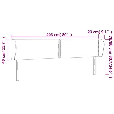 vidaXL Höfðagafl með Eyrum 203x23x78/88 cm Rjómahvít Efni