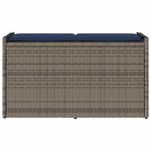 vidaXL Útigeymslubekkur með Púði Grár 100 cm Pólýrattan