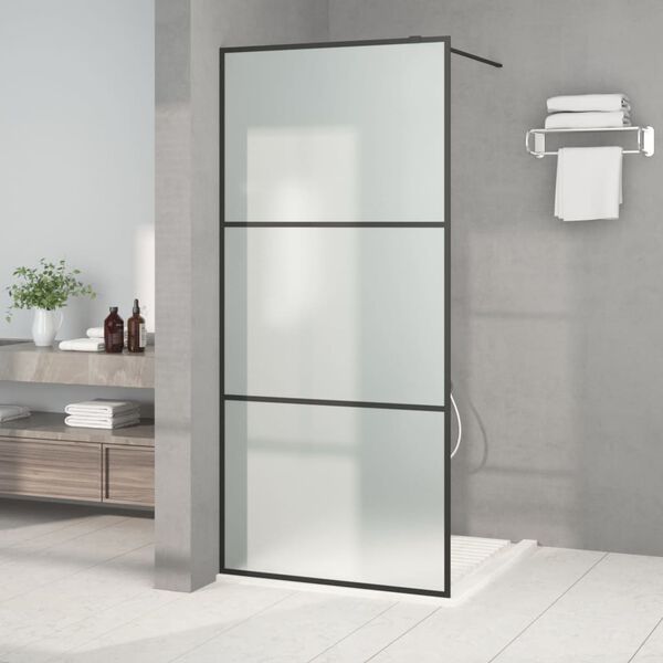 vidaXL Sturtuveggur Walk-in Svartur 90x195 cm Matt Hert Gler
