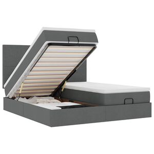 vidaXL Ottoman R&uacute;mgrind me&eth; d&yacute;num D&ouml;kkgr&aacute;r 160x200cm Efni