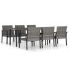 vidaXL 7 Hluta Gar&eth;bor&eth;stofusett P&oacute;l&yacute;rattan Gr&aacute;tt