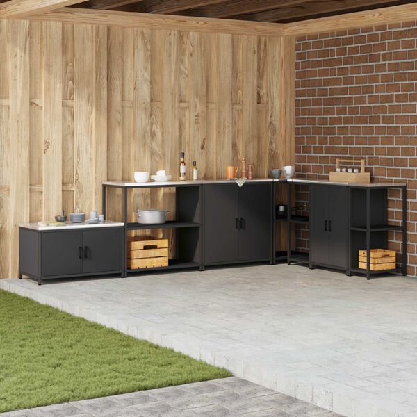 vidaXL Eldh&uacute;s geymsla me&eth; hillu Svartur 60 x 50 x 92 cm St&aacute;l