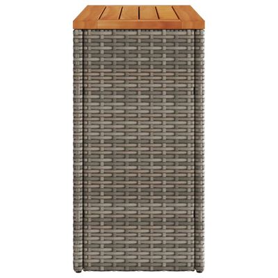 vidaXL Garðborð með Viðarplötu Grár 58x27,5x55 cm Pólýrattan