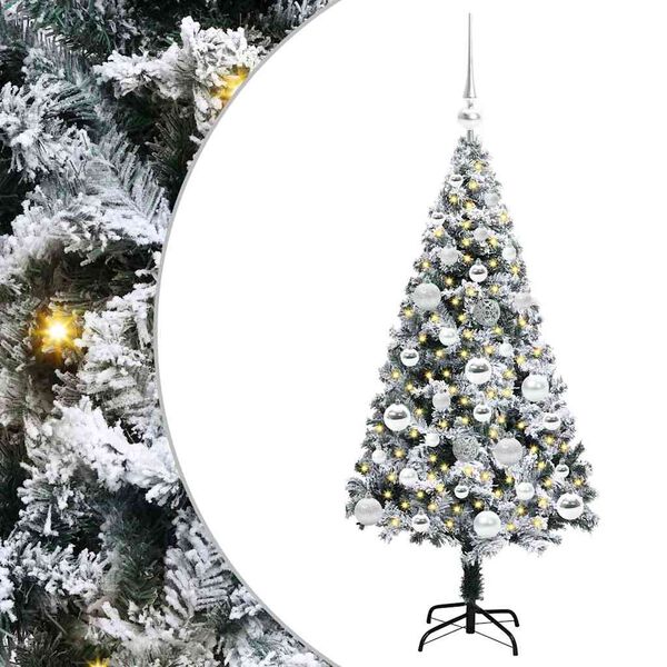 vidaXL Gervi jólatré með 150 LED Grænn 120 cm PVC, stál og plast