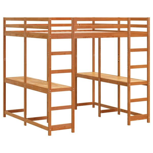 vidaXL Koja me&eth; Skrifbor&eth;i og Stiga Vaxbr&uacute;nn 160x200 cm Gegnheil Fura