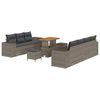 vidaXL Gar&eth;s&oacute;fa sett me&eth; p&uacute;&eth;i me&eth; geymslu 10 pcs Gr&aacute;r Poly Rattan