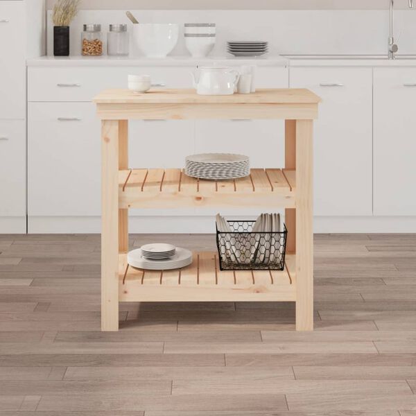 vidaXL Vinnubekkur 78,5x50x80 cm Gegnheil Fura