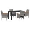 vidaXL Gar&eth;ur bor&eth;sett me&eth; p&uacute;&eth;i 5 pcs Gr&aacute;r p&oacute;l&yacute;rattan