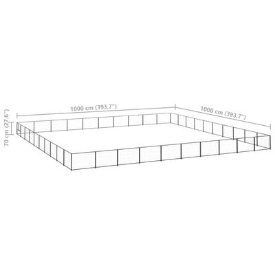 vidaXL Hundabyrgi Svart 100 m² Stál