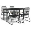 vidaXL 5 Parta Gar&eth;bor&eth;stofusett Svart PVC Rattan