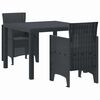 vidaXL Garður borðsett 3 pcs Antrasít Polt rattan