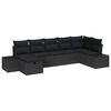 vidaXL Gar&eth;s&oacute;fa sett me&eth; p&uacute;&eth;i 7 pcs Svartur p&oacute;l&yacute;rattan