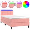 vidaXL H&oacute;lfa&eth; Springr&uacute;m me&eth; D&yacute;nu&LED Bleikur 80x200 cm Flauel