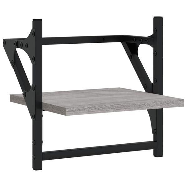 vidaXL Veghillur me&eth; St&ouml;ngum 2 stk. Gr&aacute;r Sonomaeik 30x25x30 cm