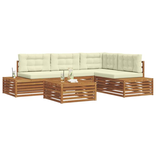 vidaXL &Uacute;ti s&oacute;fasett me&eth; p&uacute;&eth;i 5 Stykki N&aacute;tt&uacute;rulegt og Krem