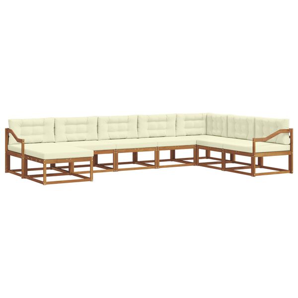 vidaXL &Uacute;ti s&oacute;fasett me&eth; p&uacute;&eth;i 8 pcs N&aacute;tt&uacute;rulegt og Krem