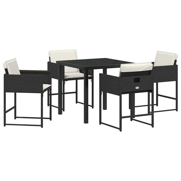 vidaXL Gar&eth;ur bor&eth;sett 5 pcs Svartur p&oacute;l&yacute;rattan
